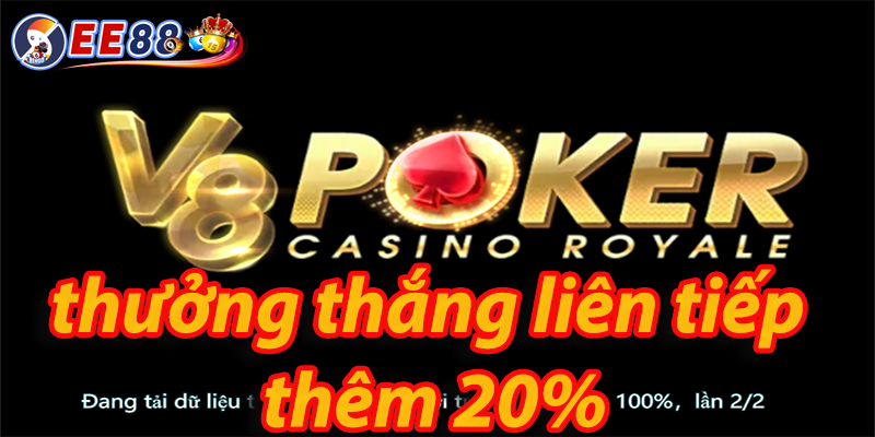 Thưởng thắng liên tiếp thêm 20% khi chơi game bài tại nhà cái EE88